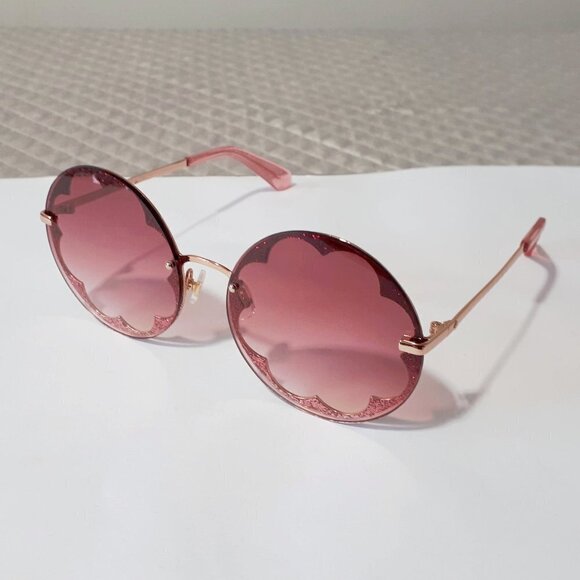 NWOT Kate Spade pink red glitter flower outline lens sunglasses - Picture 8 of 13